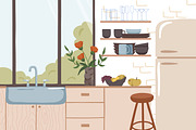 Cozy modern kitchen interior, a Decorative Illustration by Good Studio (Thumbnail 3 of 3)