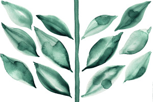 Botanical herringbone in emerald