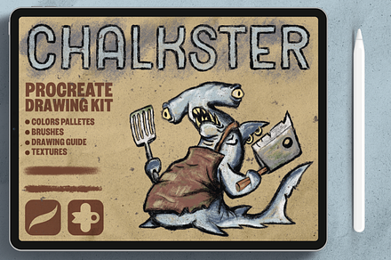 Chalkster Procreate Drawing Kit, a Brush Add-On by PeeperDesignStudio