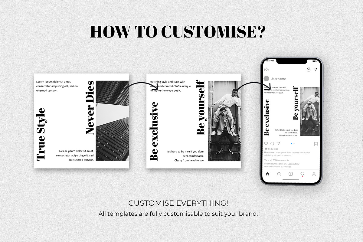 Monochrome Insta Pack | Ps, a Social Media Template by Anna Studio