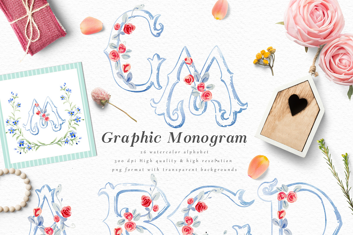 Watercolor Flower Crest DIY, a Decorative Illustration by Graphic Box (Photo 9 of 13)