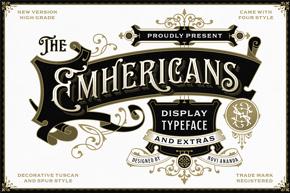 NS Emhericans + Extras, a Serif Font by Novisouldado (Photo 1 of 14)