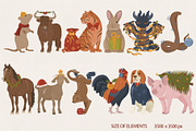Chinese Zodiac New Year Clipart Set, an Animal Illustration by Vaniuta_Art (Thumbnail 2 of 4)
