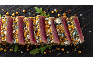 The dish is a beef carpaccio, a Food & Drink Photo by ZinetroN