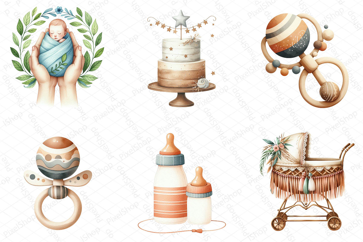 Neutral Boho Baby Shower Doodle Clip, an Illustration by DreamPrint404 (Photo 5 of 6)