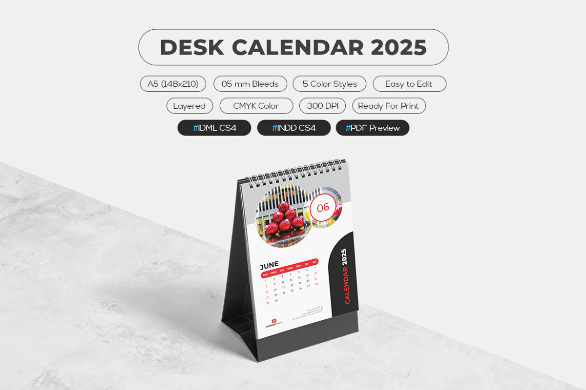2025 Desk Calendar, a Stationery Template by MstArtwork (Photo 3 of 6)
