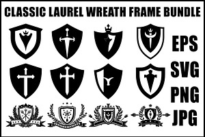 Royal Laurel Shield Emblem Set, an Object Graphic by jahid234
