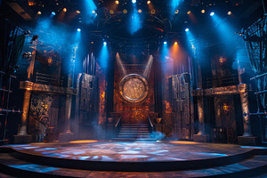 A stage with vibrant lights shining, a Photo by Iftikhar Alam