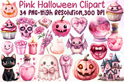 Pink Halloween Clipart, Cute Hallowe, an Illustration by Sublimation Artist (Thumbnail 1 of 6)