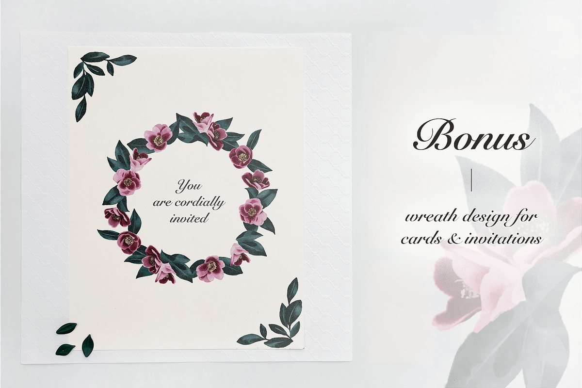 Amethyst Watercolor Floral Set, an Object Graphic by mina (Photo 4 of 4)