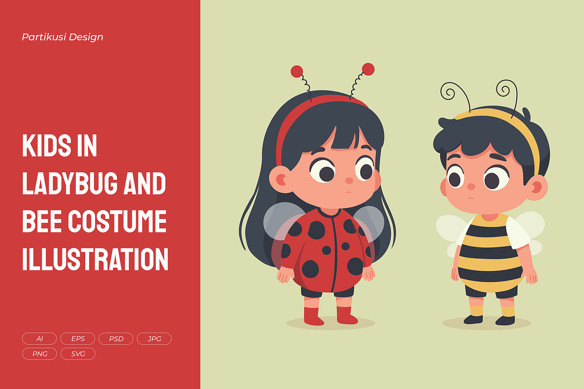 Kids in Ladybug and Bee Costume, an Animal Illustration by Partikusi Design (Photo 1 of 3)