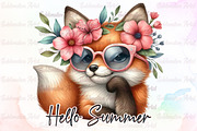Hello Summer Fox Sublimation PNG, an Illustration by Sublimation Artist (Thumbnail 1 of 9)