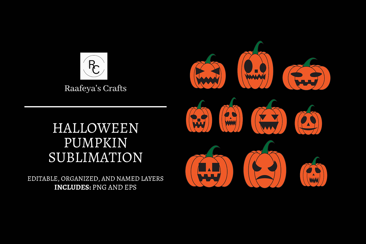Halloween Pumpkin - 10 Illustrations, a Seasonal Illustration by Raafeya's Crafts (Photo 1 of 5)