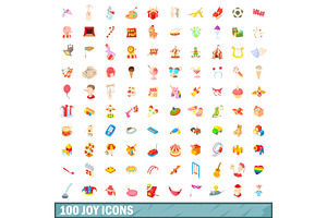 100 Joy Icons Set, Cartoon Style