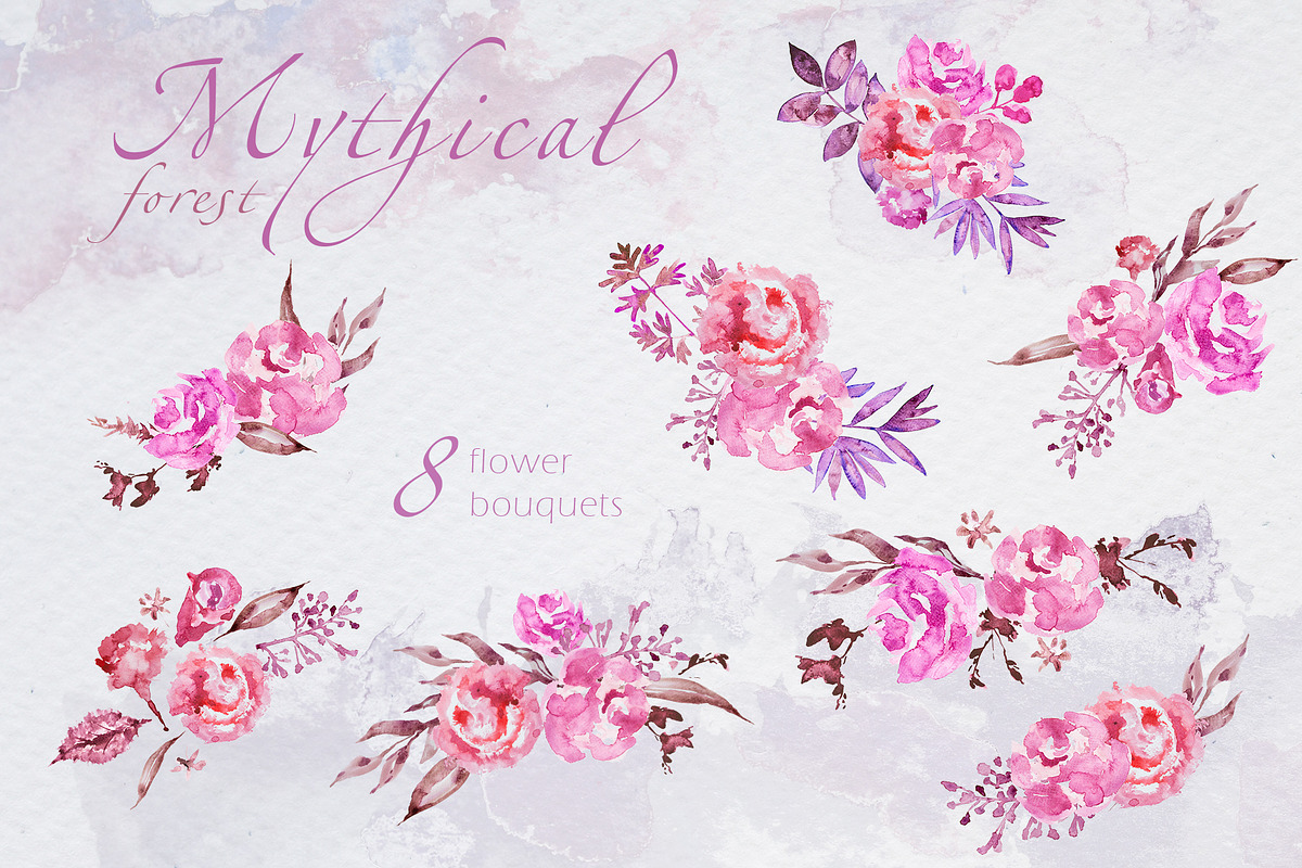 Watercolor Mythical Forest Clipart, an Animal Illustration by ArtCreationsDesign (Photo 3 of 5)