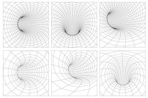 Grid Wormhole Wireframe Tunnel. 3d