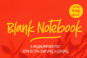 Blank Notebook + Extras, a Script Font by George Bourle