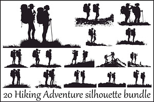 Hiker and Mountain Bundle, an Illustration by Creativeshirt