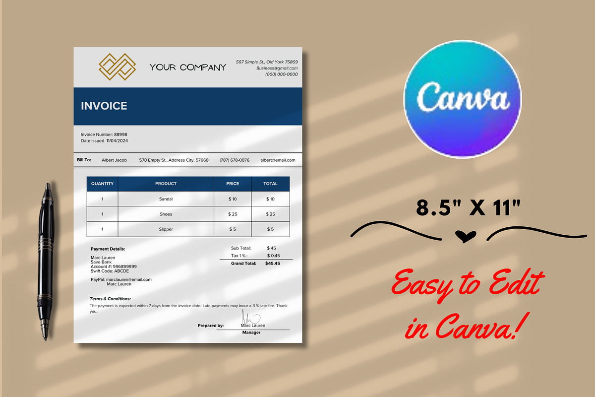 Professional Invoice, a Marketing Template by Digitynpro