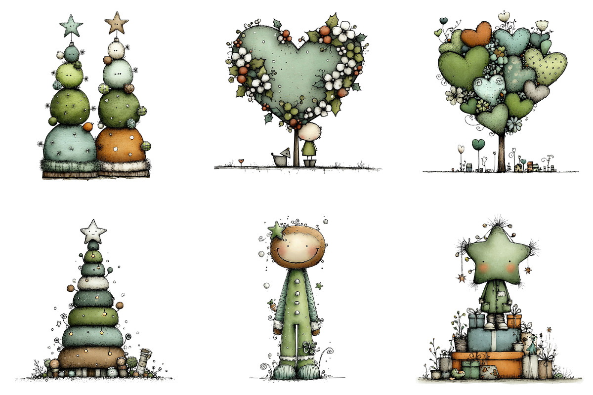 Whimsical Christmas Topiary Trees, an Illustration by DreamArtGraphic (Photo 4 of 5)