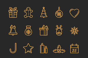 Christmas Card, 20 Icons And Pattern