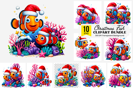 Christmas Fish PNG Bundle