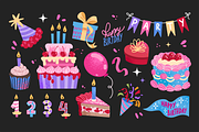 HAPPY BIRTHDAY clipart collection, a Decorative Illustration by UnaAnya (Thumbnail 3 of 7)