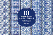 Blue White Azulejo Seamless Patterns, a Pattern Graphic by VectorPanther (Thumbnail 4 of 10)