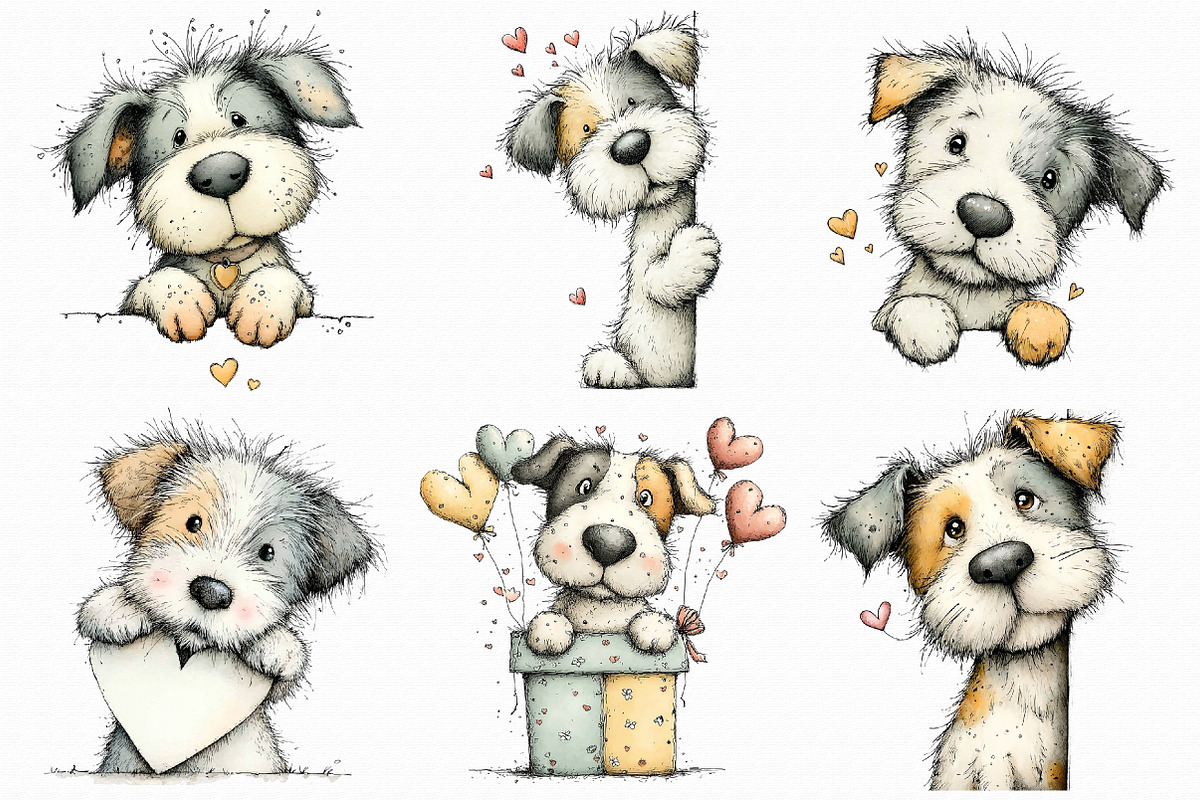 Funny Valentine Peeking Dog Clipart, an Illustration by Libby Wishes (Photo 7 of 9)