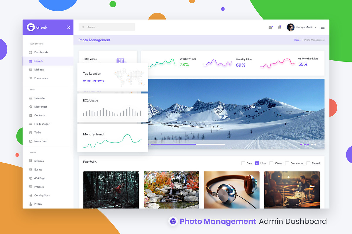 Photos Management Admin Dashboard UI, an App Template by 3djagan