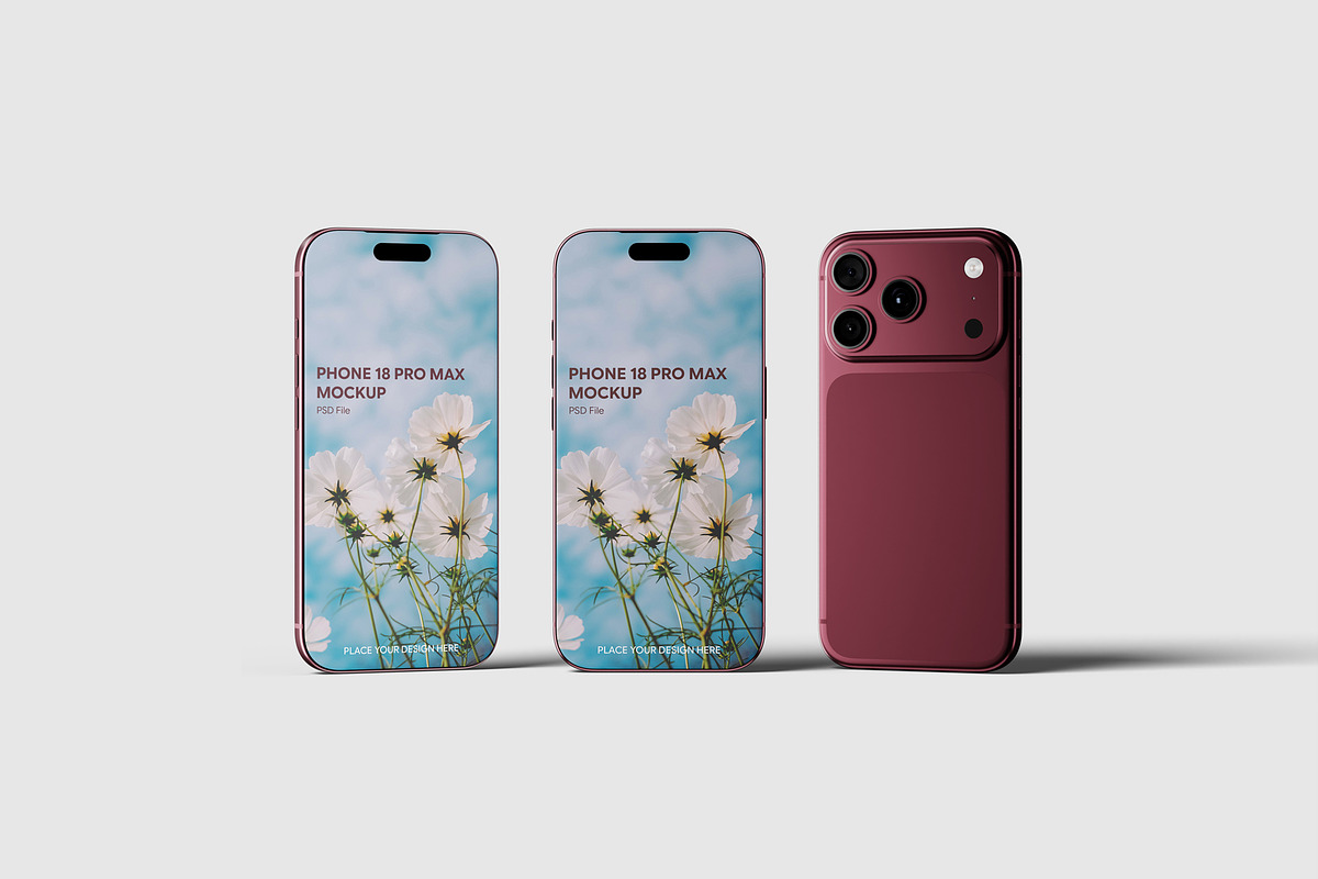 Phone 18 Pro Mockup, an iPhone Mockup by scribrostudio (Photo 8 of 10)
