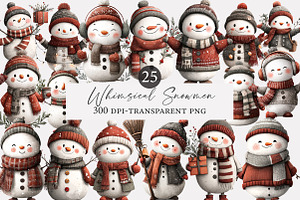 Whimsical Snowmen Clipart, an Illustration by Designworld