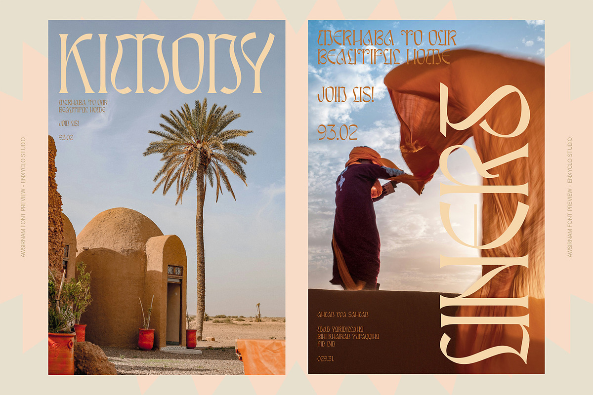 Awsirnam - Aesthetic Serif Font, a Serif Font by Enxyclo Studio (Photo 9 of 29)