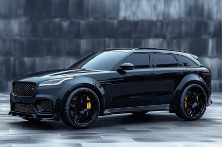 A sleek, modern black SUV with a sporty design, featuring large wheels and a gl, a Transportation Photo by Textures & Backgrounds