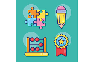 four learning education icons, an Object Illustration by studiogstock