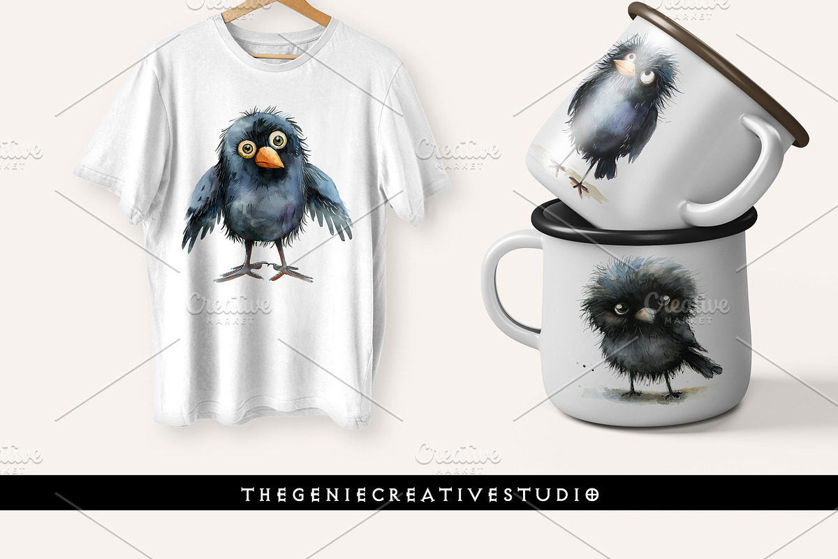 Fluffy Crow PNG Clipart Set, an Animal Illustration by Geniecreativestudio (Photo 7 of 9)