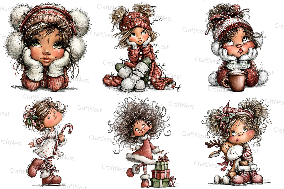 Whimsical Christmas girl, an Illustration by Craft Nest (Photo 7 of 8)