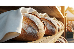 Freshly baked artisan bread loaves, an Illustration by tilialucida