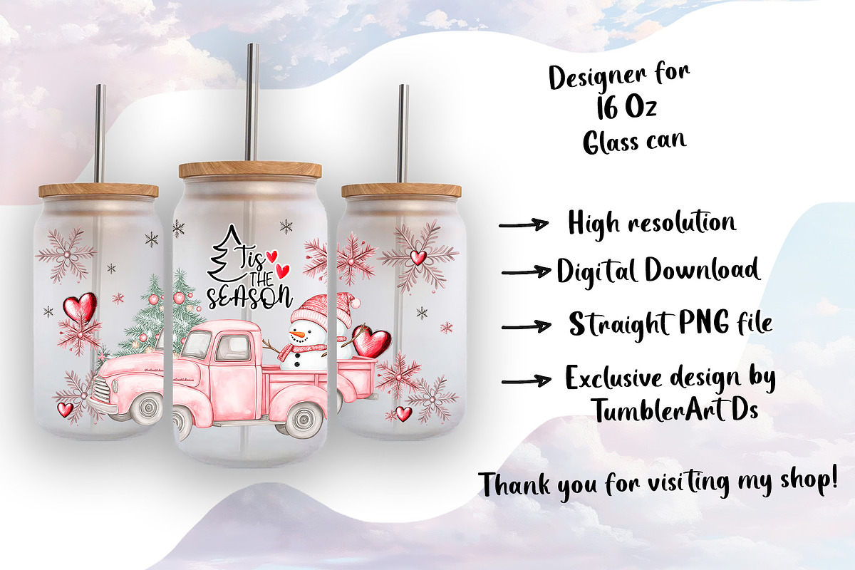 Christmas 16oz Glass Can, a Graphic by TumblerArtDS (Photo 3 of 3)