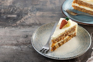 Carrot cake slice with cream cheese frosting, a Food & Drink Photo by etorres69