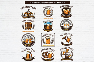 12 Oktoberfest Clipart Badge Bundle