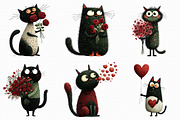 Quirky Valentine's Day Cat Clipart, an Illustration by Libby Wishes (Thumbnail 7 of 7)