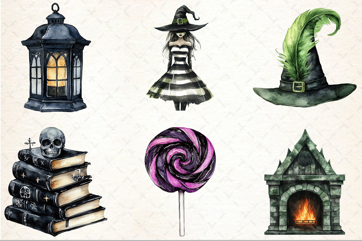 Watercolor Halloween Horror Clipart, an Illustration by Rose Art (Photo 3 of 7)