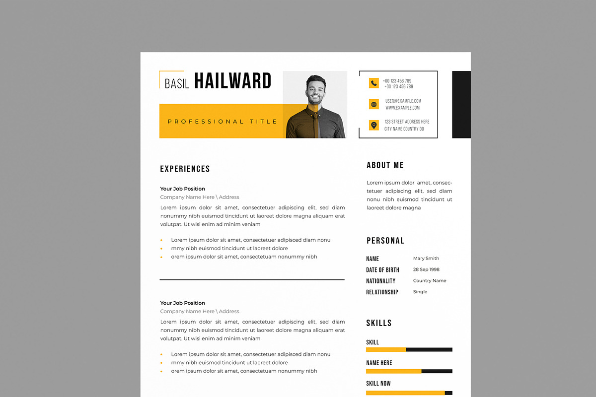 Modern Resume Layout, a Resume Template by MightyDesign (Photo 1 of 8)