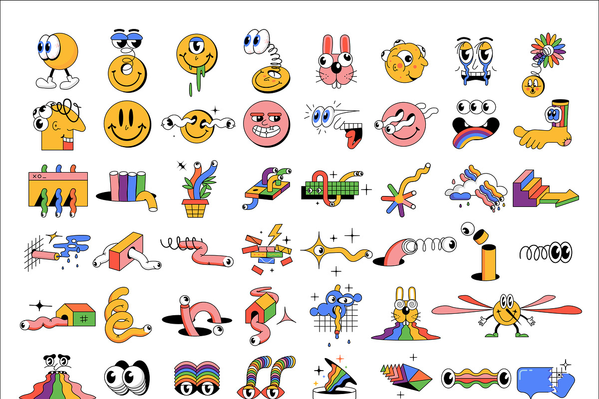 Big pack of funny cartoon stickers, an Icon by Crocolot (Photo 2 of 5)