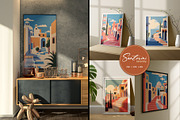 Flat Vector Santorini Serenity Print, a Background Graphic by Vibrand Studio (Thumbnail 8 of 9)