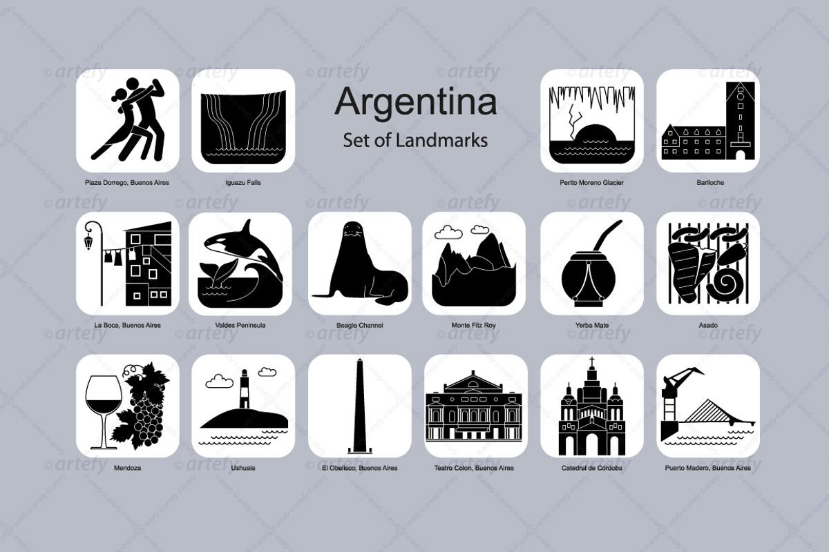 Argentina landmark icons (16x), an Icon by Artefy's Graphic Bar (Photo 2 of 2)
