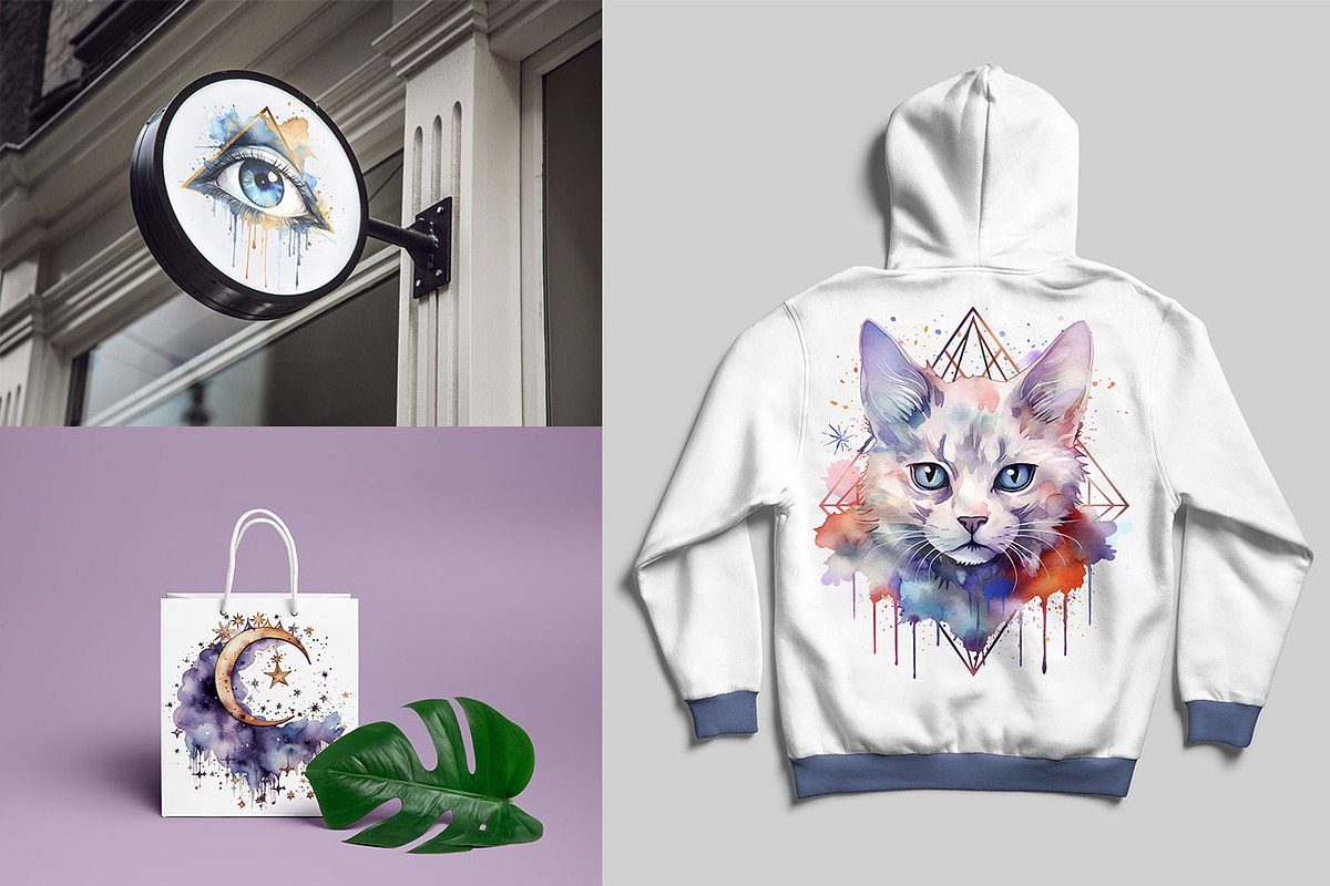 Watercolor Esoteric Elements Clipart, a Decorative Illustration by MuzaArtStudio (Photo 6 of 6)