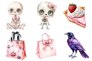 Watercolor Pink Halloween Clipart, a Seasonal Illustration by CitraGraphics (Thumbnail 5 of 6)