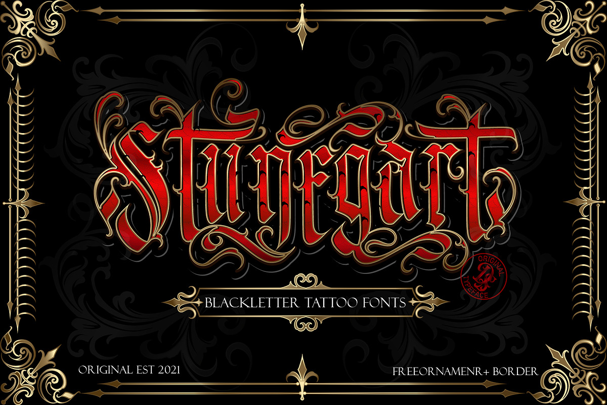 Stunegart FONT + Decorative, a Blackletter Font by dansdesign (Photo 1 of 7)